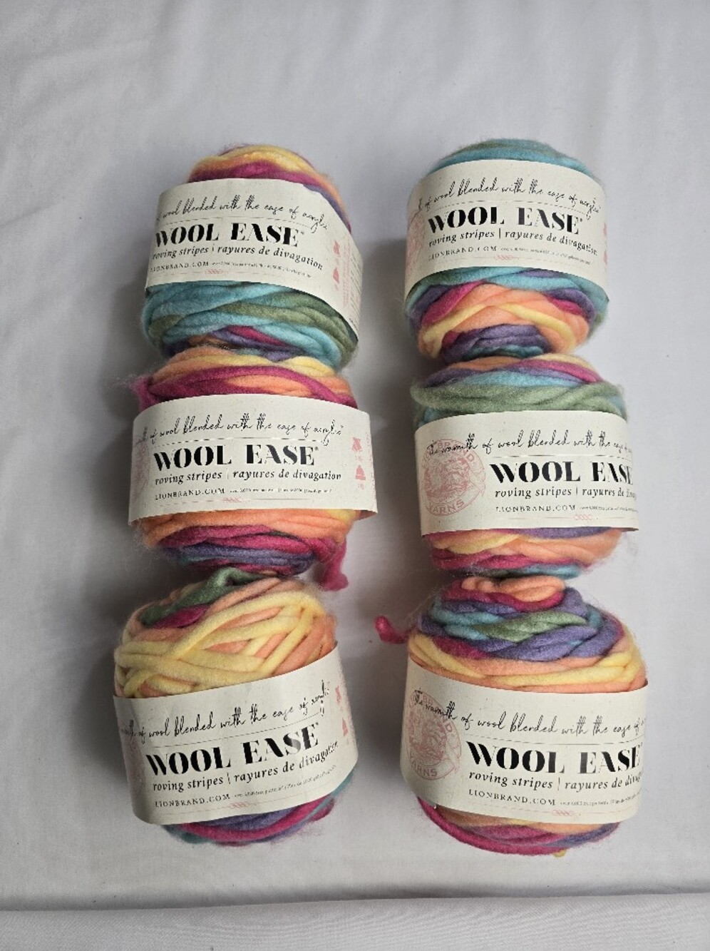 New Lion Brand Wool Ease Roving yarn Taffy Tire Lot Of 6 Skeins 58 Yards Each
